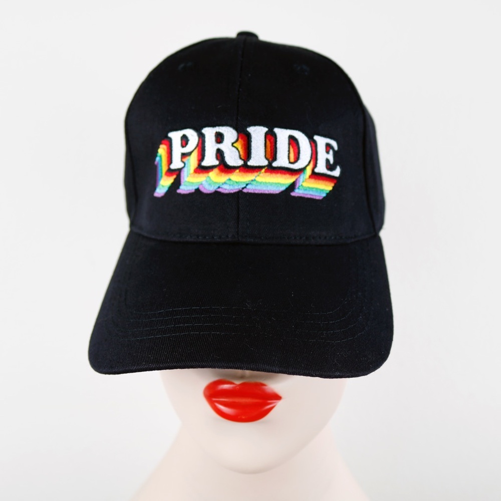 True Colors Rainbow on Black Pride Baseball Cap